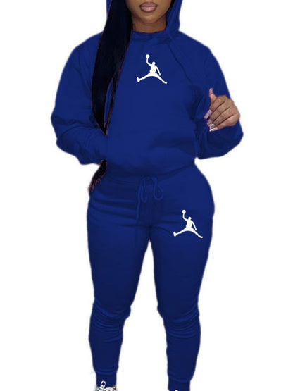 Casual Hooded Sweatshirt And Sweatpants Set