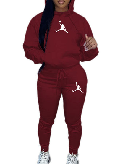 Casual Hooded Sweatshirt And Sweatpants Set