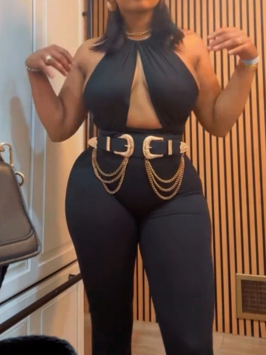 Black Suspender Jumpsuit