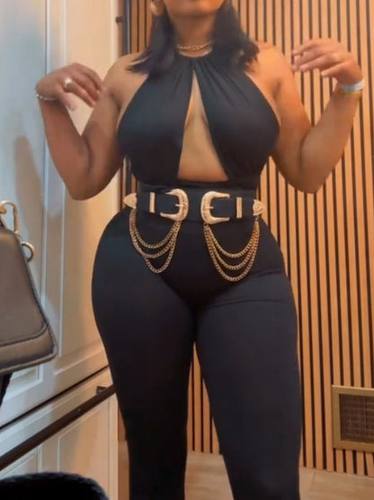 Black Suspender Jumpsuit