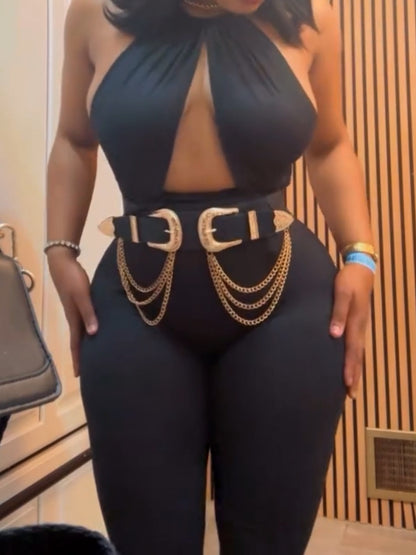 Black Suspender Jumpsuit