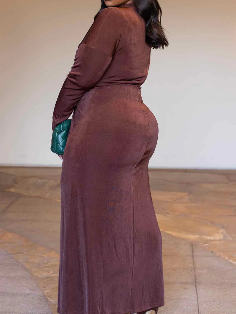 Elegant Brown Maxi Dress