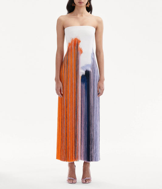 Abstract Colorful Fringe Dress
