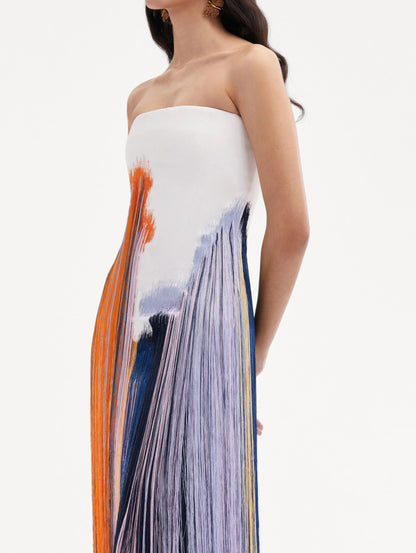 Abstract Colorful Fringe Dress