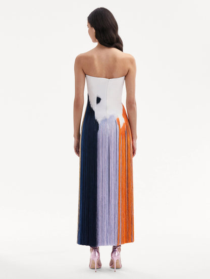 Abstract Colorful Fringe Dress