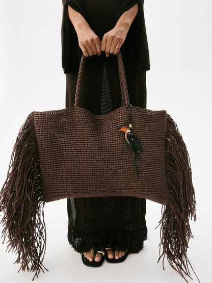 Straw Bag With Fringe