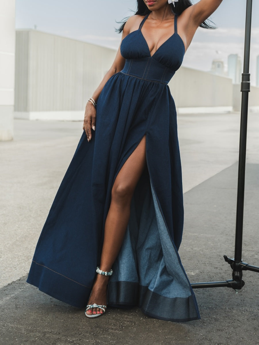 Elegant Navy Maxi Dress