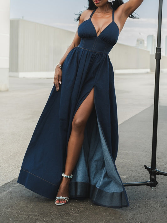 Elegant Navy Maxi Dress