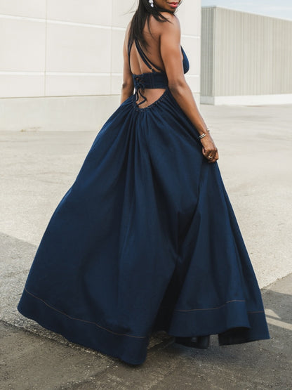 Elegant Navy Maxi Dress