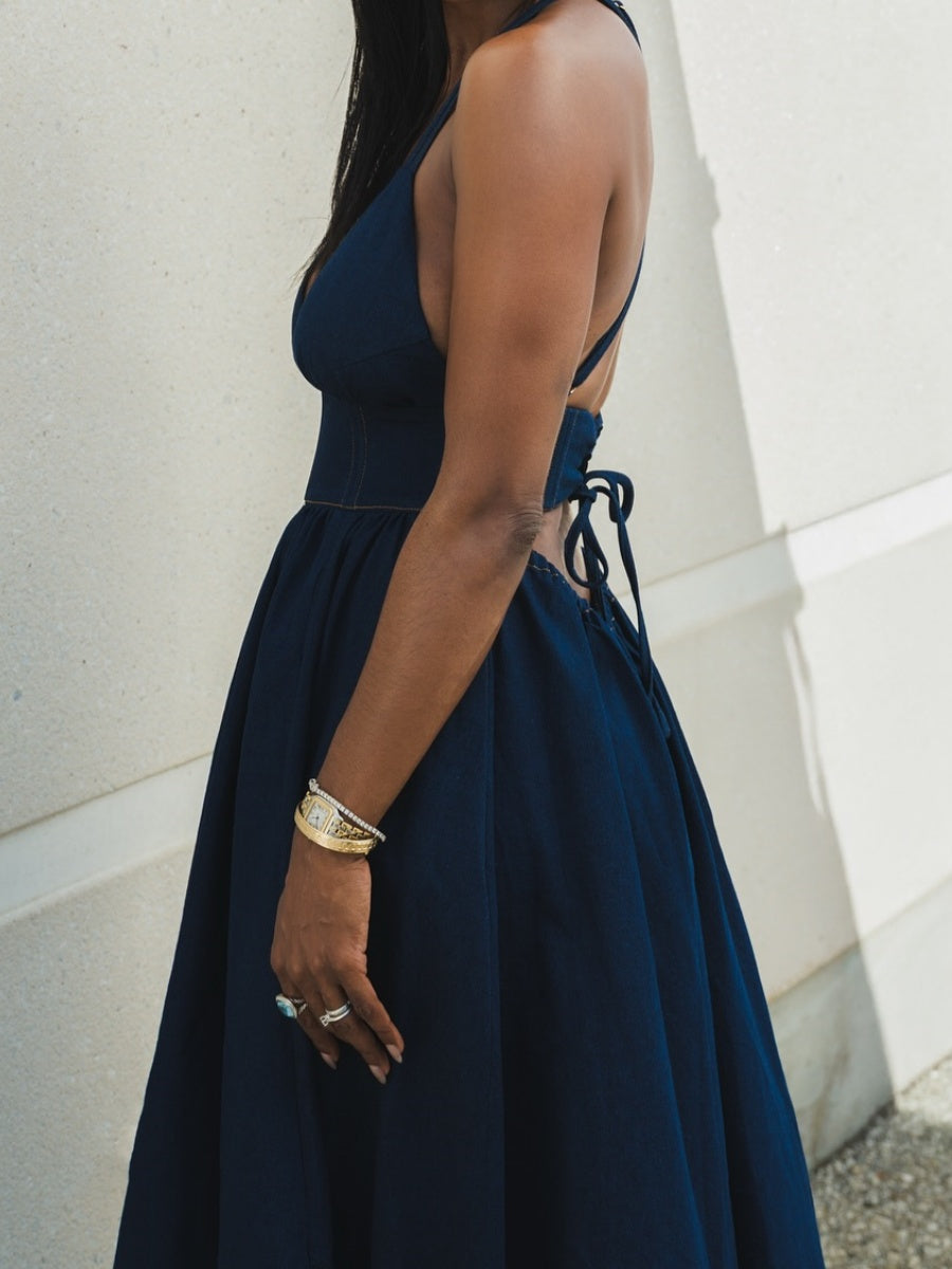 Elegant Navy Maxi Dress
