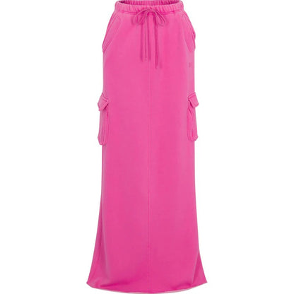 Pink Casual Hoodie And Maxi Skirt Set