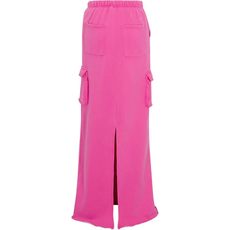 Pink Casual Hoodie And Maxi Skirt Set