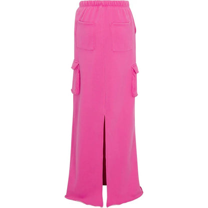 Pink Casual Hoodie And Maxi Skirt Set