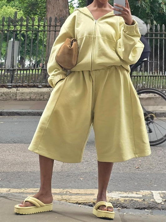 Lemon Zip-Up Hoodie Two Pieces Set