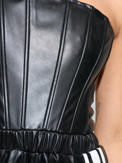 Black Faux Leather Jumpsuit