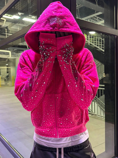 Rhinestone Sparkle Hooded Sweatshirt Coat