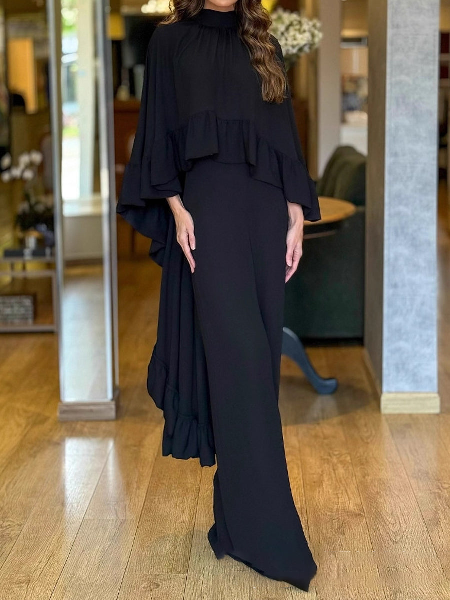 Crewneck Ruffled Blouse & Wide Leg Pants