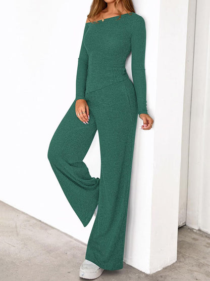 Asymmetric Casual Knitted Two Pieces Set