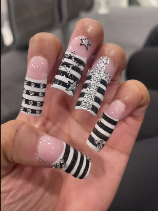 Black And White Stripe Rhinestone Decoration Wear Armor