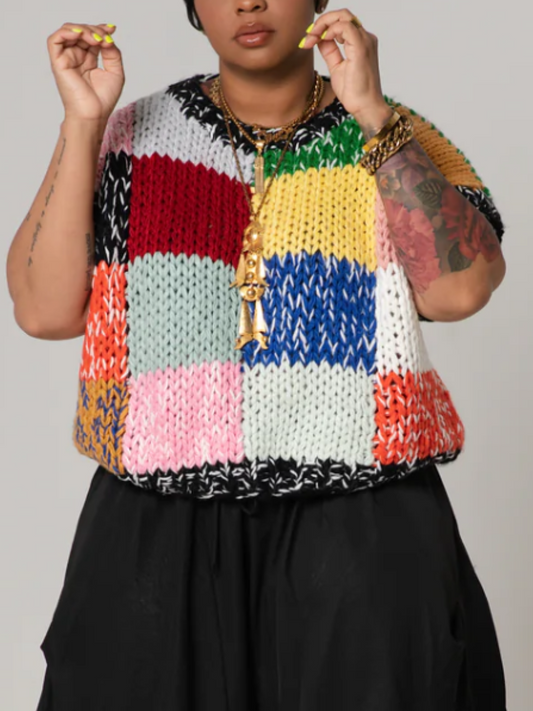 Multicolor Stitched Knit Top