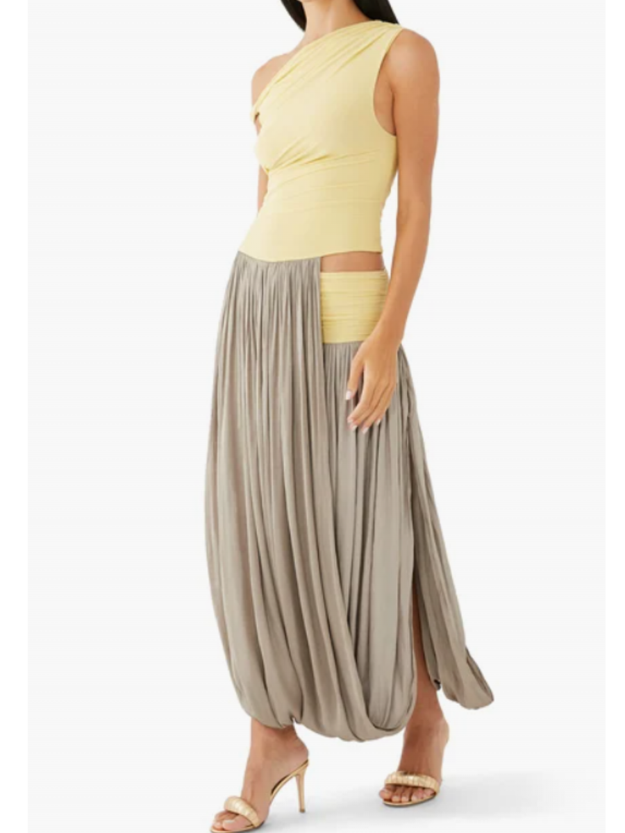 Stitched Skirt Fold Design Dress