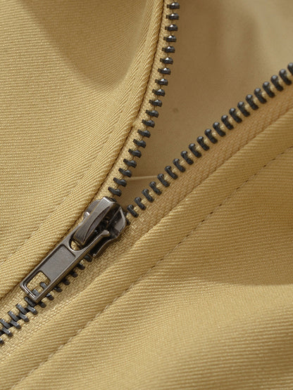 Vintage Zip Contrast Collar Jacket