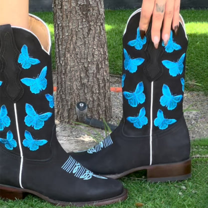 Vintage Blue Butterfly Msaid Boots