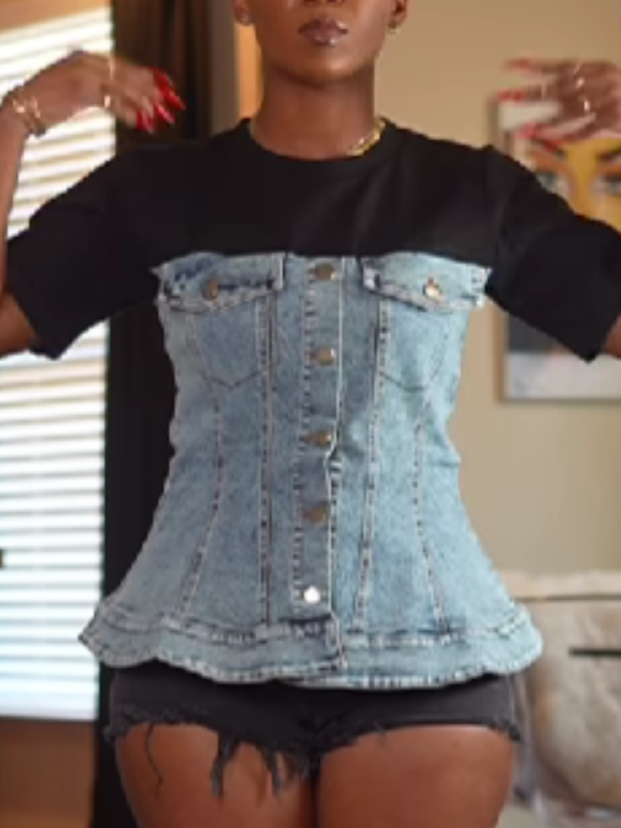 Mesh Denim Top