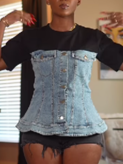 Mesh Denim Top