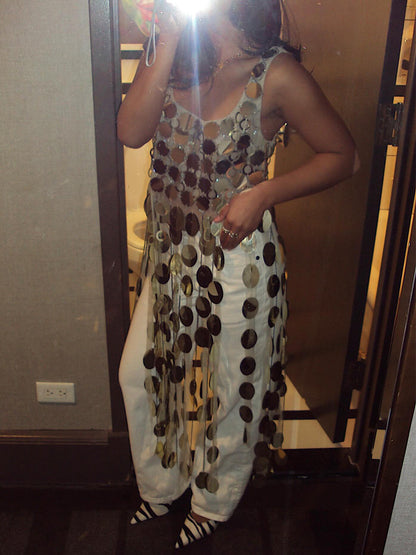 3D Fringe Hem Sequin Top