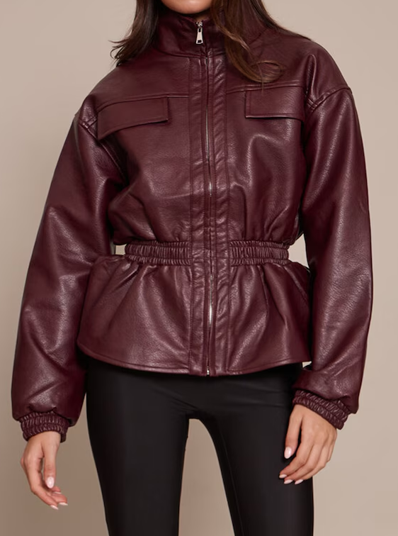 Cinched Waist High Neck Jacket