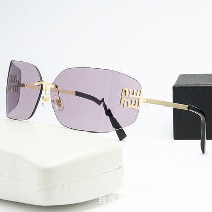 Silver Mirrored Rectangle Sunglasses Women Men Candy Color Sun Glasses