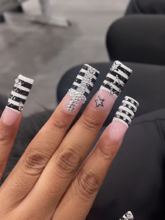 Black And White Stripe Rhinestone Decoration Wear Armor