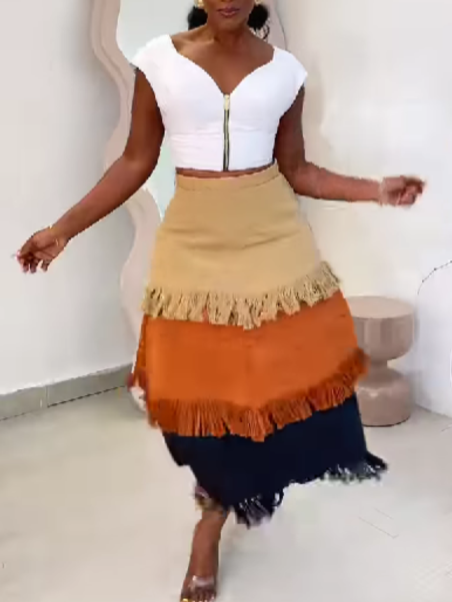 Fringed Skirt Suit